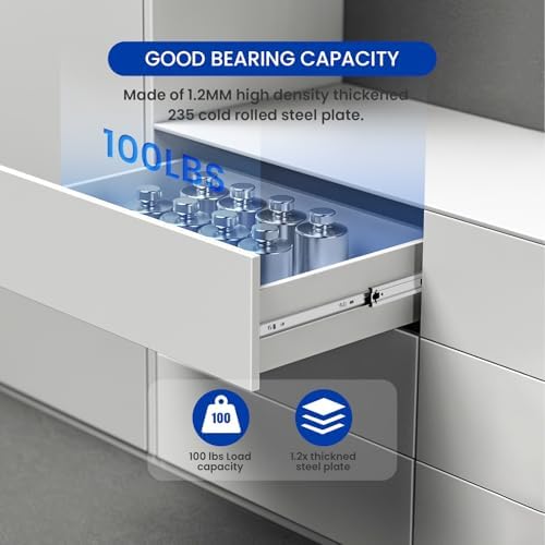 LONTAN Soft Close Drawer Slides 22 Inch 4 Pairs Heavy Duty Cabinet Glides