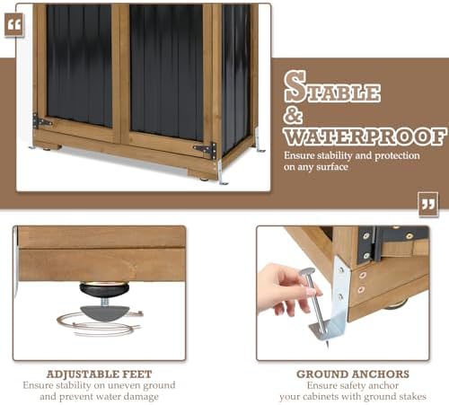 Outdoor Storage Cabinet with Shelves, Weatherproof Tool Shed for Patio