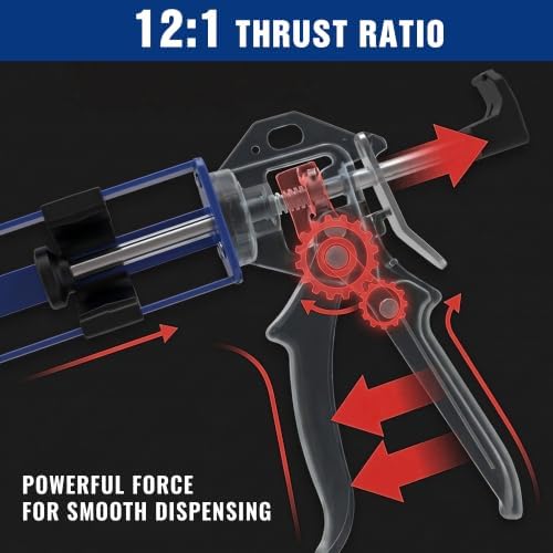 WORKPRO 200ML Dual Cartridge Epoxy Gun, Heavy Duty Caulking Gun