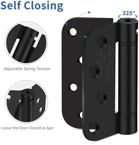 4 Inch Self Closing Door Hinges, 5/8" Radius Corners Spring Loaded Hings