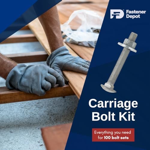 3/8"-16 x 3 (100 Sets) Hot Dipped Galvanized Carriage Bolt Kit for Exter...