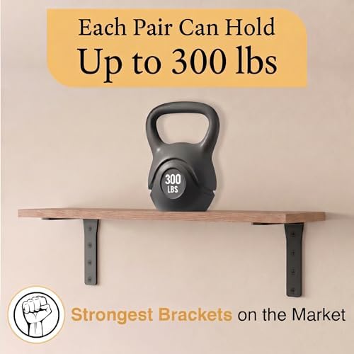 4 Pack Heavy Duty Shelf Brackets 16 Inch by Balin Designs – Decorative L Brac...