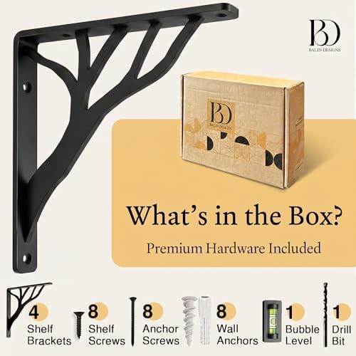 Rustic Tree Black Heavy Duty Shelf Brackets 10 inch by Balin Designs, Decorat...