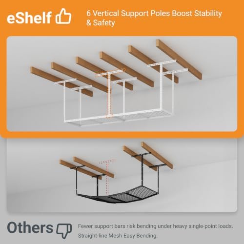 2x8ft Overhead Ceiling Garage Storage Rack, 400LBS Capacity, White