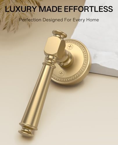 Amerdeco 6 Pack Champagne Bronze Privacy Interior Door Handles
