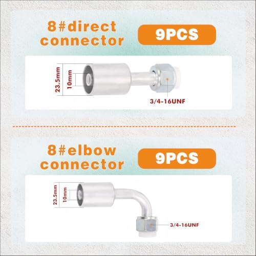 66PCS Air Conditioning Hose Fitting Kit Includes #6#8#10 AC Fittings and pipe...