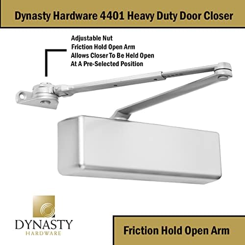 Dynasty 4401 Series Door Closer, Sprayed Aluminum, Spring 1-6, Hold Open