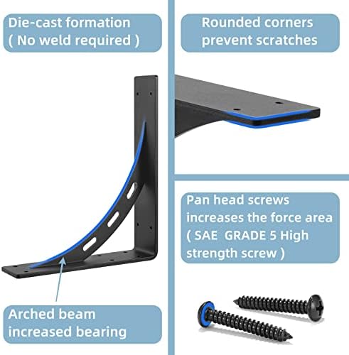 12"x10"x2.5" Heavy Duty Shelf Brackets, Max Load 1100 LBS, Pre...