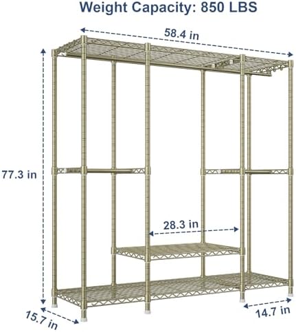 Ulif E3 Heavy Duty Garment Rack 4-Tier Freestanding Closet Organizer System