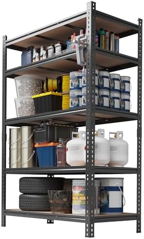Garvee Storage Shelves 5 Tier Garage Shelving Heavy Duty Adjustable Metal She...