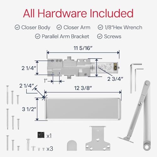 Lawrence Extra Heavy Duty Door Closer Commercial Grade 1 - Adjustable 6-Speed...