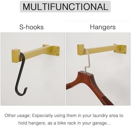OVOV 6 Pack 10 Inch Gold Shelf Brackets with Lip Wall Shelf Brackets