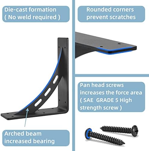 9"x8"x2.5" Heavy Duty Shelf Brackets - Max Load 1100 LBS, Prem...