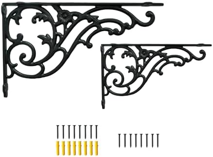 15.8''x9.5'' Decorative Shelf Brackets,2 Pack Cast Iron Shelf...