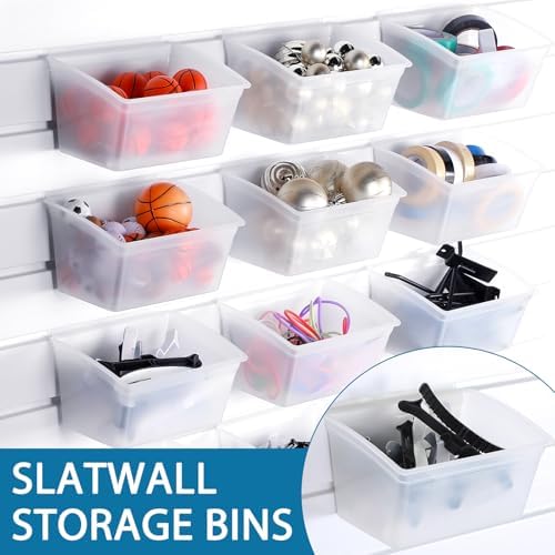 Unittype 18 Pcs Slat wall Bins Wall Mount Storage Organizer Garage, Clear