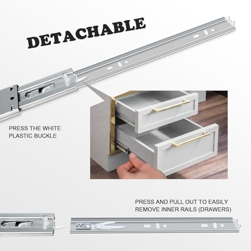 10 inch Soft Close Drawer Slides 6 Pairs Ball Bearing Full Extension Cabinet ...