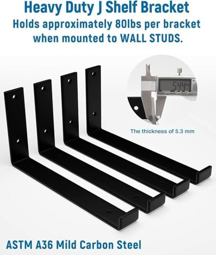 LEOPO 8 inch Shelf Brackets 8-Pack, 1/5" Thick Floating Shelf Bracket