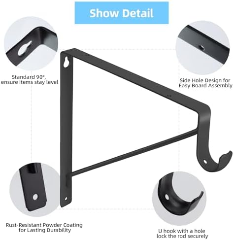 10-Pack Closet Rod Bracket, 10.8x10.8Inch Closet Shelf Brackets Heavy Duty Wa...
