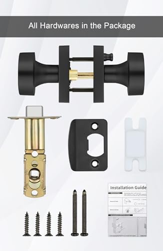 Goldenwarm Matte Black Door Knobs Interior, Privacy Door Knob 6 Pack