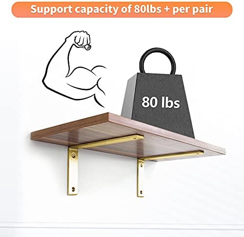 L Shelf Brackets 10 inch, Gold Heavy Duty Iron Shelf Brackets, Industrial Mod...
