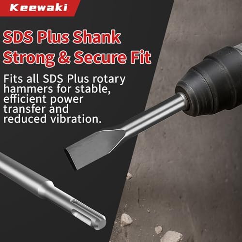 7PCS SDS Plus Chisel Set with Case, 10-Inch Rotary Hammer Chisels for Concret...