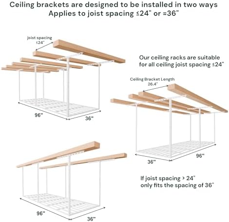 SunsGrove 4x6 Overhead Garage Storage Rack Organization, Adjustable Ceiling M...