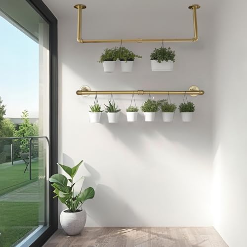 AddGrace Industrial Pipe Clothing Garment Rack Gold 34.5 Inch 2 Pack