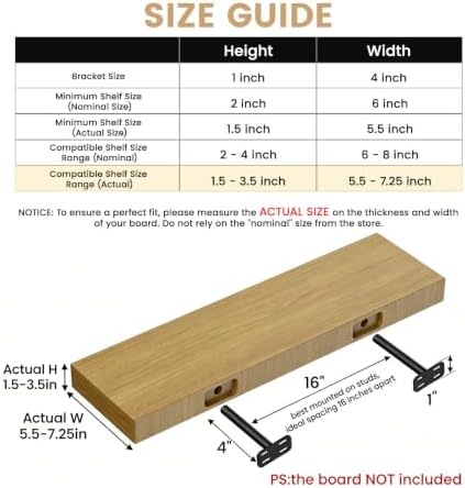 6pcs Wall Shelf Brackets Heavy Duty Floating Shelf Bracket Hidden,Invisible B...
