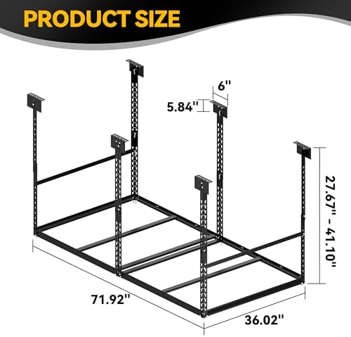 3x6 Ft Overhead Garage Storage Rack, 28-41 inch Height Adjustable Ceiling Mou...