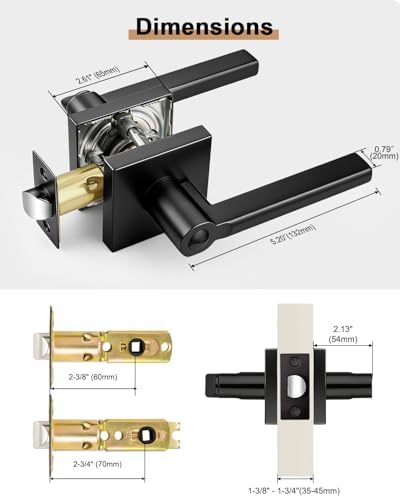 Probrico Interior Door Handles with Lock, Matte Black Privacy Levers for Bedr...