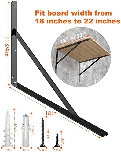 LuckIn 12-Pack Heavy Duty Shelf Bracket 18 Inch, Fit for 18 20 24 Inch Floati...