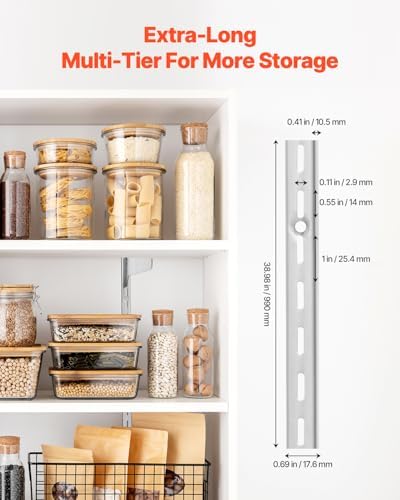 VEVOR Shelf Pilaster, 39-inch 10 Pack, Upright Wall Shelving System, Heavy Du...
