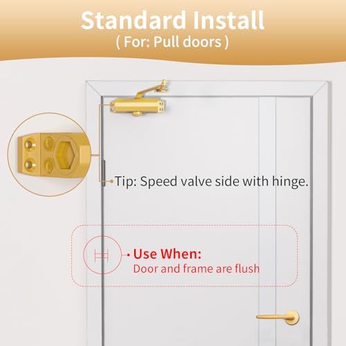 Commercial Grade Door Arm, Dullgolden Finish, Large Size High Traffic (Malls/...