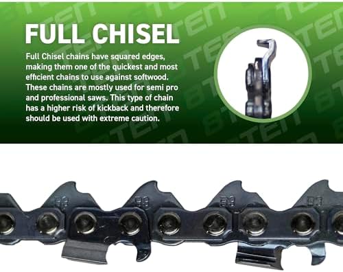 8TEN Chainsaw Chain Bulk Reel Full Chisel 100 Foot .050 Gauge 3/8 Pitch