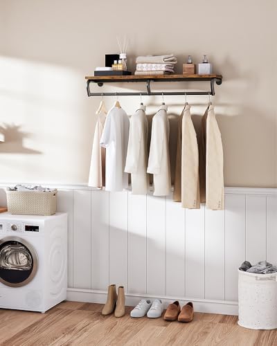 CHOEZON Wall Mounted Clothes Rack, Metal Garment Rack with Top Shelf, Laundry...