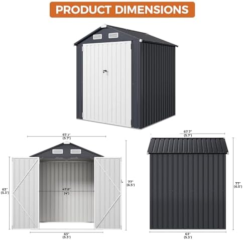 IRONCK 5.7x5.7FT Outdoor Storage Shed, Tool Shed, Dark Blue