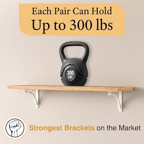 Classic White Heavy Duty Shelf Brackets 8 inch by Balin Designs – L Bracket, ...