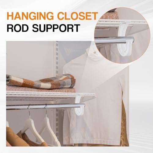Wonderjune 20 Pcs Hanging Closet Rod Support, 3/4 Clothes Rod Bracket, Shelvi...
