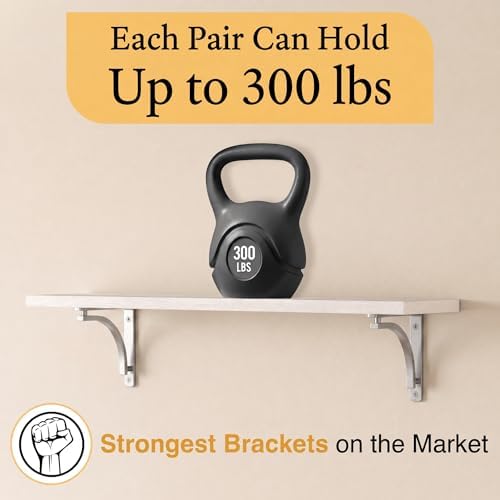 Classic Silver Heavy Duty Shelf Brackets 8 inch by Balin Designs – Chrome L B...