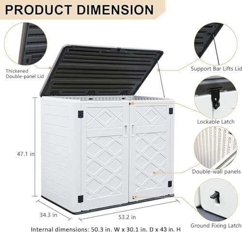 KINYING Larger Outdoor Storage Shed Weather Resistance, Horizontal Outdoor St...