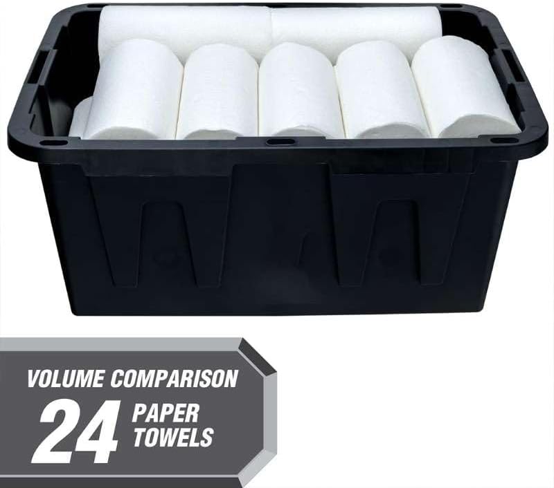 27 Gallon Heavy-Duty Plastic Storage Bin, Black and Red, Pack of 4