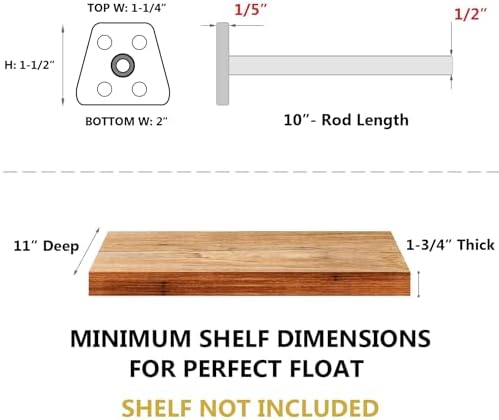 NEODROP 12-Pack 10 Inch Hidden Floating Shelf Bracket, Heavy Duty Blind Shelf...