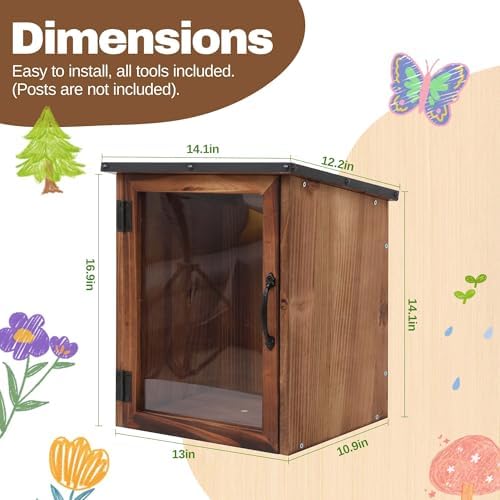 WONFUlity Library Box Outdoor,Free Library Box Little Outdoor Book Storage,Wo...