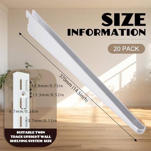 CroBlissful 20 Pcs Adjustable Shelf Brackets for Double Track System Closet O...