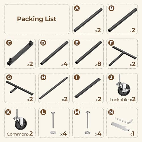 HYSEYY Double Rods Clothes Rack, Rolling Clothing Rack for Hanging Clothes Po...