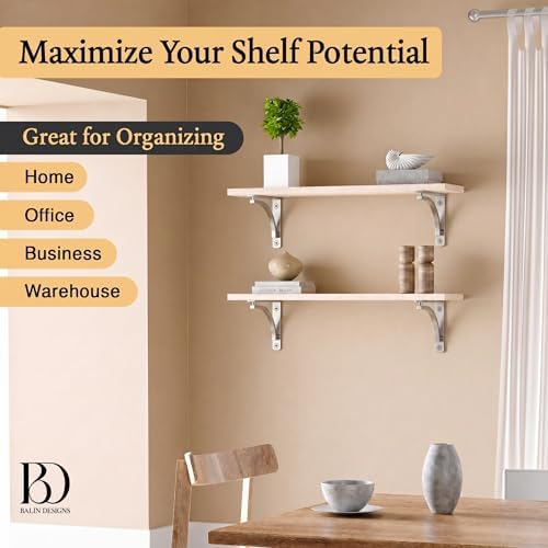 Classic Silver Heavy Duty Shelf Brackets 8 inch by Balin Designs – Chrome L B...