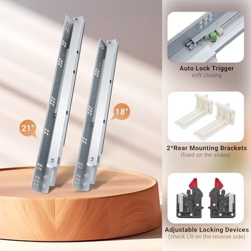 Probrico 10 Pairs 21 Inch Undermount Drawer Slides, Full Extension Concealed ...