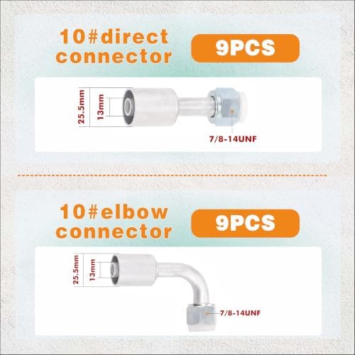 66PCS Air Conditioning Hose Fitting Kit Includes #6#8#10 AC Fittings and pipe...