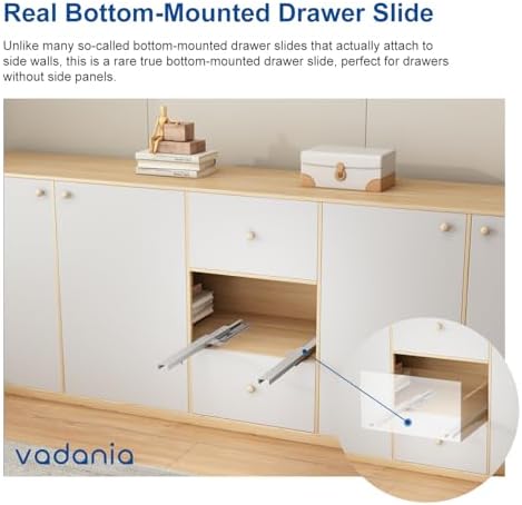 VADANIA #BK54 20" Undermount Drawer Slide, Soft Close