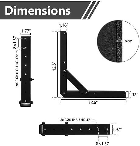 Sihnman Heavy Duty Adjustable Angle Bracket (2 pc) for Wall Mount, Roof Mount...